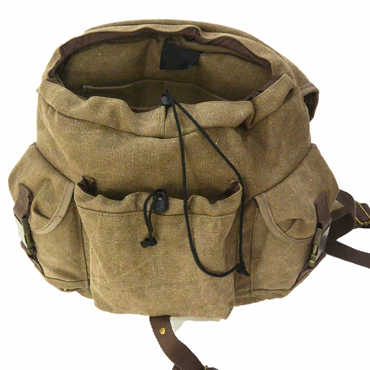 Wholesale 3 Front Pockets Custom Canvas Backpack Bag